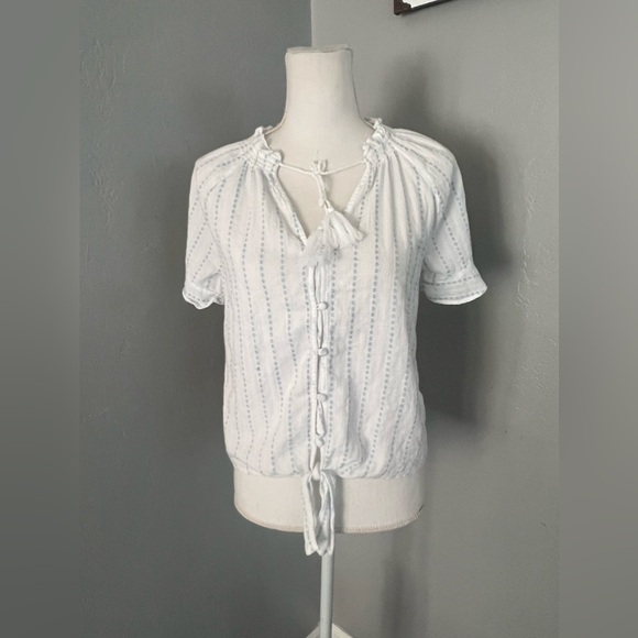 Paige White + Blue Embroidered Tie size S - Picture 1 of 11